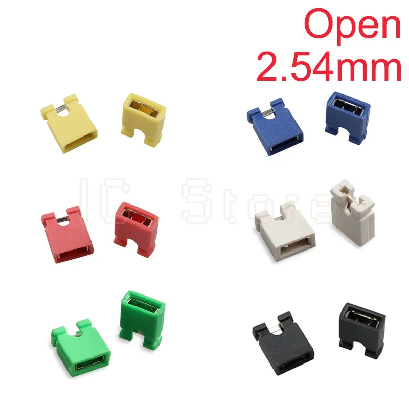 2000PCS Pitch Jumper Shorted Cap & Headers & Draadbehuizingen 2.54MM SHUNT Zwart Groen Rood Wit Geel Blauw Voor Arduino Open Close