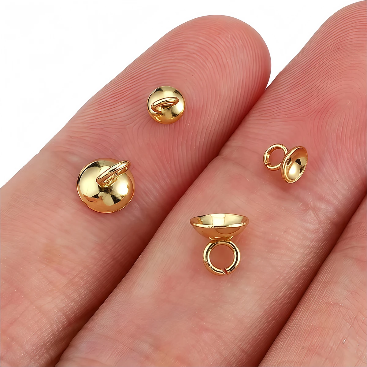 20 Stück Edelstahl-Anhängerhalter, Perlen-Endkappen, Verschlüsse, Charms, Verbindungsstücke 4/6/8/10mm für Perlenkappen, DIY-Schmuckherstellungszubehör – Detail 9
