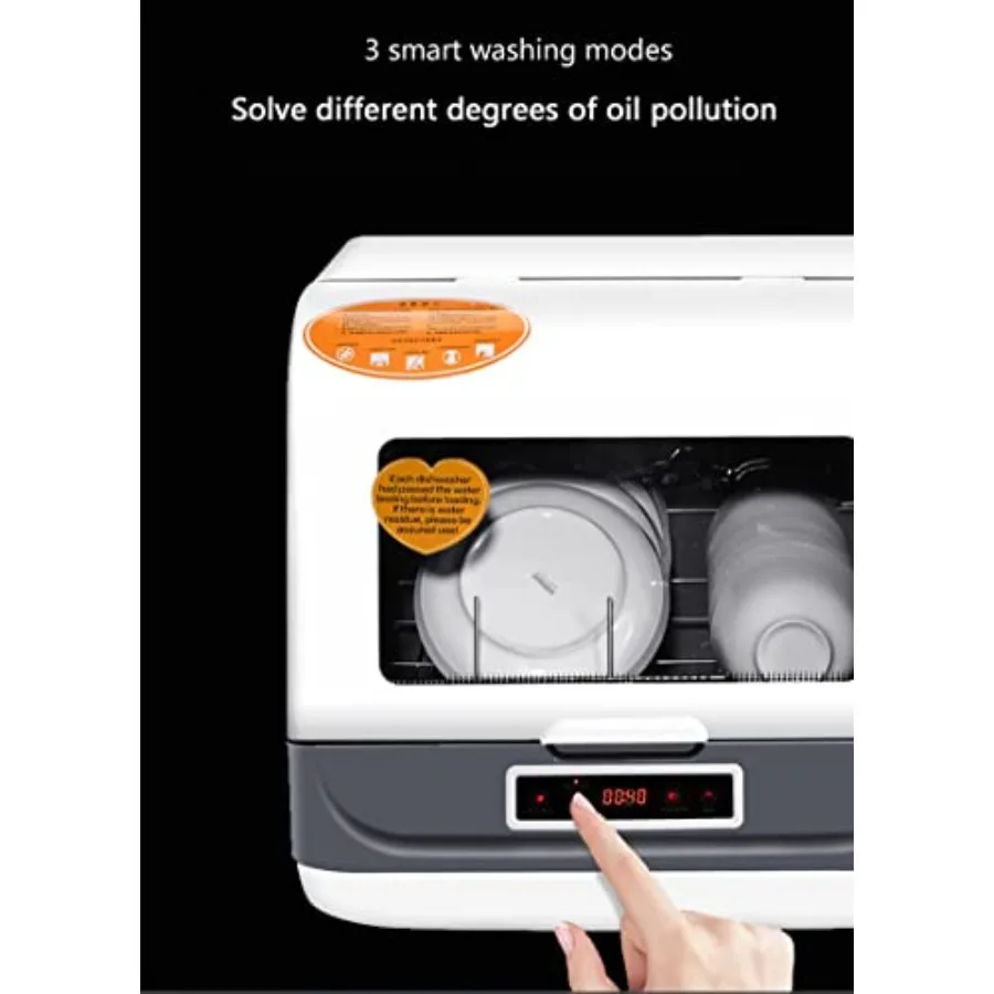 غسالة أطباق محمولة على سطح الطاولة للمطبخ المنزلي تستخدم تصميم مدمج 17.72 × 15.75 × 17.3 بوصة مع خزان مياه سعة 2 جالون ومنفذ مدخل #4