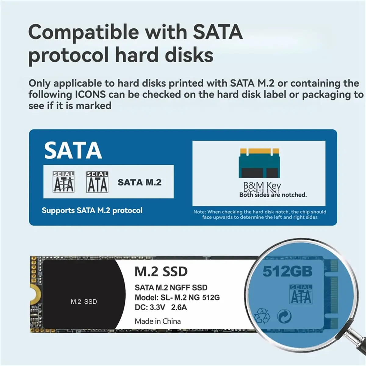 NEW FACTORY~M.2 SATA SSD Enclosure Case USB3.2 Gen1 5Gbps Type-C External Hard Drive Box M.2 NGFF B+M Key M.2 SSD Case Black