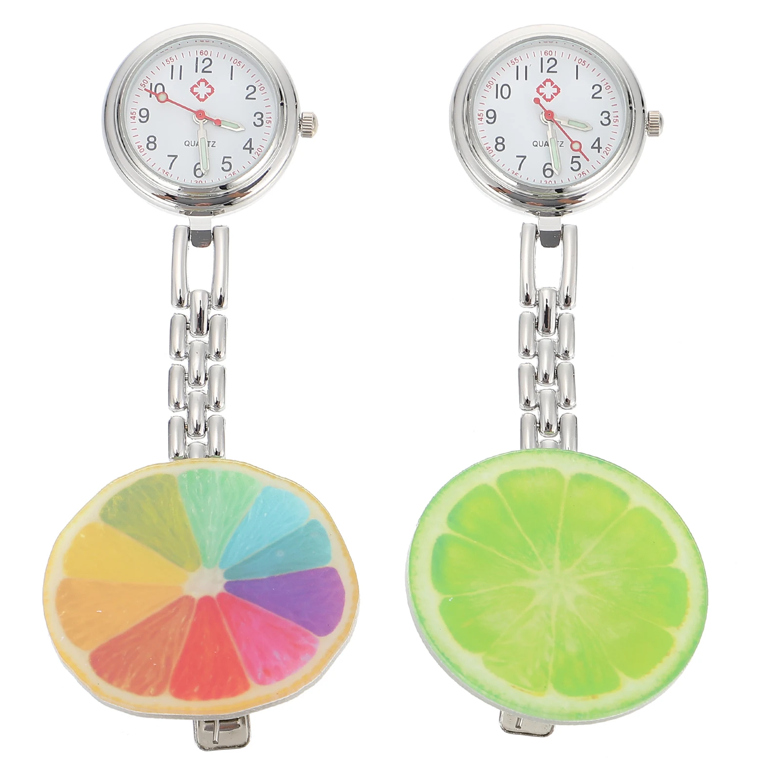 

2pcs Luminous Electronic Pocket Watch Nurse Gift Clip-On Chest Timepiece Doctor Hanging Watches For Nurse Friends