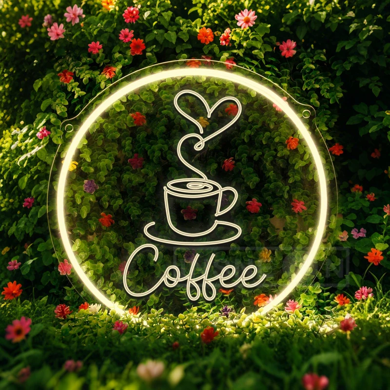 

Customizable Coffee Neon Sign USB LED Wall Decor Heart Swirl Design Cafes Home Gift White Cafe No Battery Coffee Bar Accessories