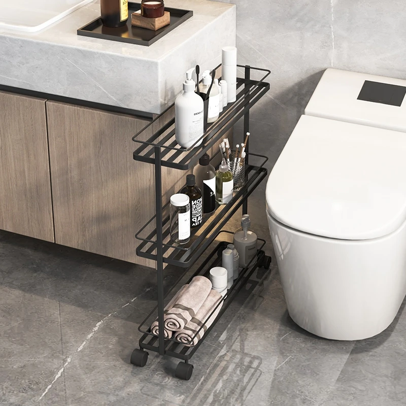 Bathroom removable crack  Floor-to-ceiling multi-layer trolley storage  Toilet toilet gap storage