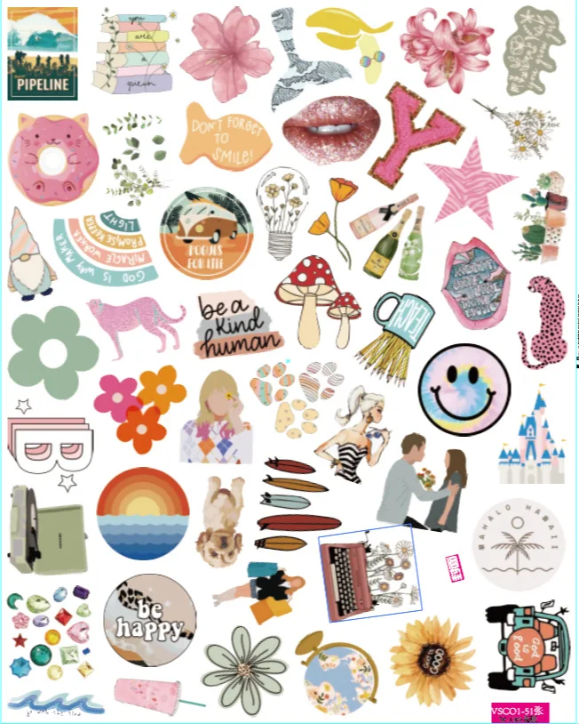 50 قطعة كلاسيكية صغيرة طازجة Ins نمط لطيف الكرتون حساب اليد الكتابة على الجدران ملصق دفتر الأمتعة المحمول المحمول Diy بها بنفسك ملصق الهاتف #6