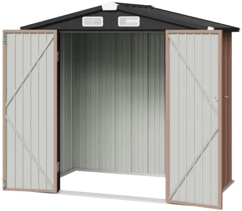 6.2x4 FT Shed Outdoor Storage Shed with Lockable Doors & Slooping Roof Metal Garden Tool Shed for Backyard, Patio
