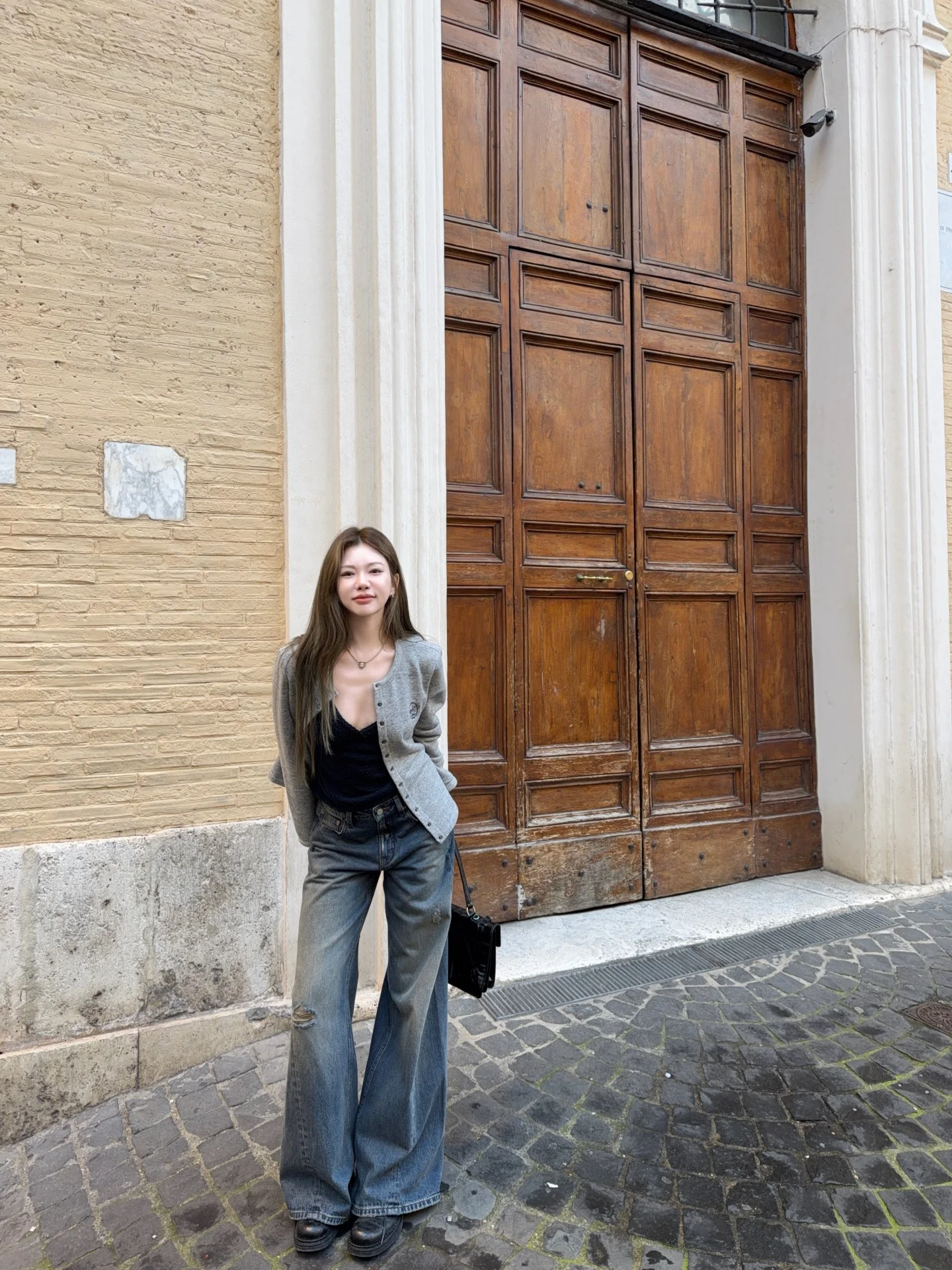 

Retro Straight Leg Wide Leg Jeans with Hole Heavy Industry Environmental Protection Stone inding Wa Women's Jeans by Tannin