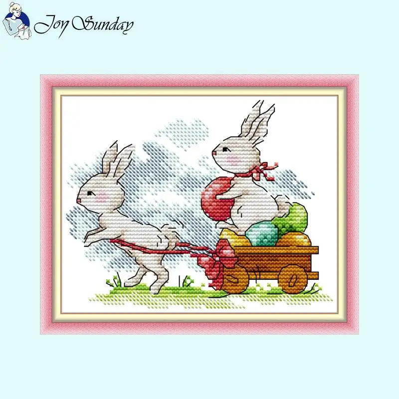 Cartoon Rabbit Series JoySunday Modello Animale Punto Croce 14CT 11CT 16CT Tessuto di Tela Kit di Ricamo FAI DA TE Per Bambini Set Da Cucire A Mano