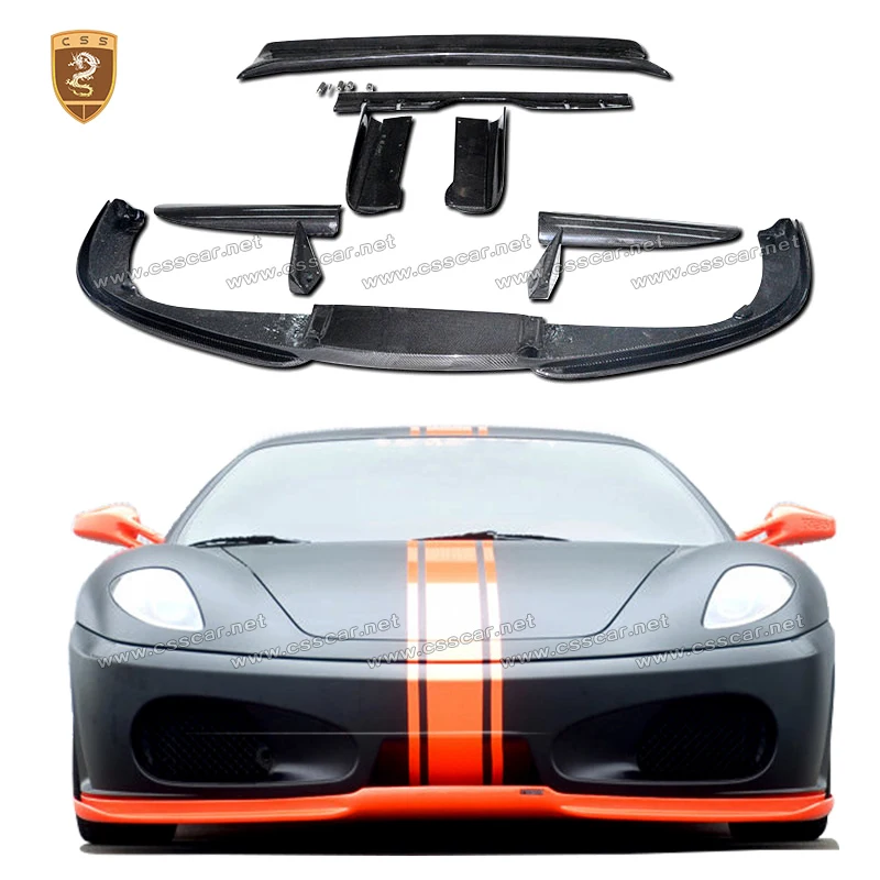 4Pcs Car Side Skirt Extension Rocker Plate Lip For Ferrari F430 Hama Style Carbon Fiber Wide Rear Bumper Guard Spolier Wing Lip