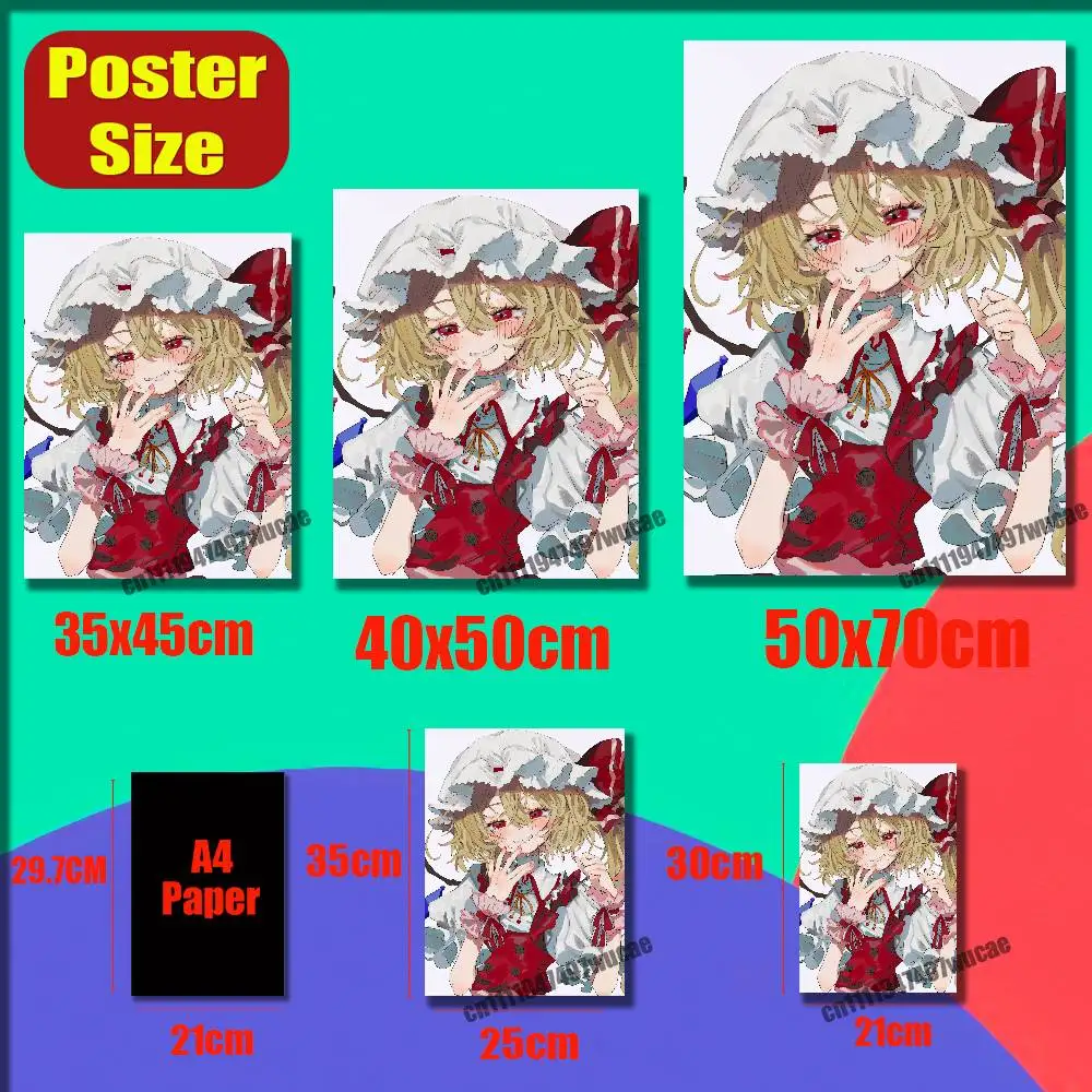 For T-Touhou Project Reimu Hakurei Marisa Kirisame Flandre Scarlet Poster Sticker Paper Home Custom