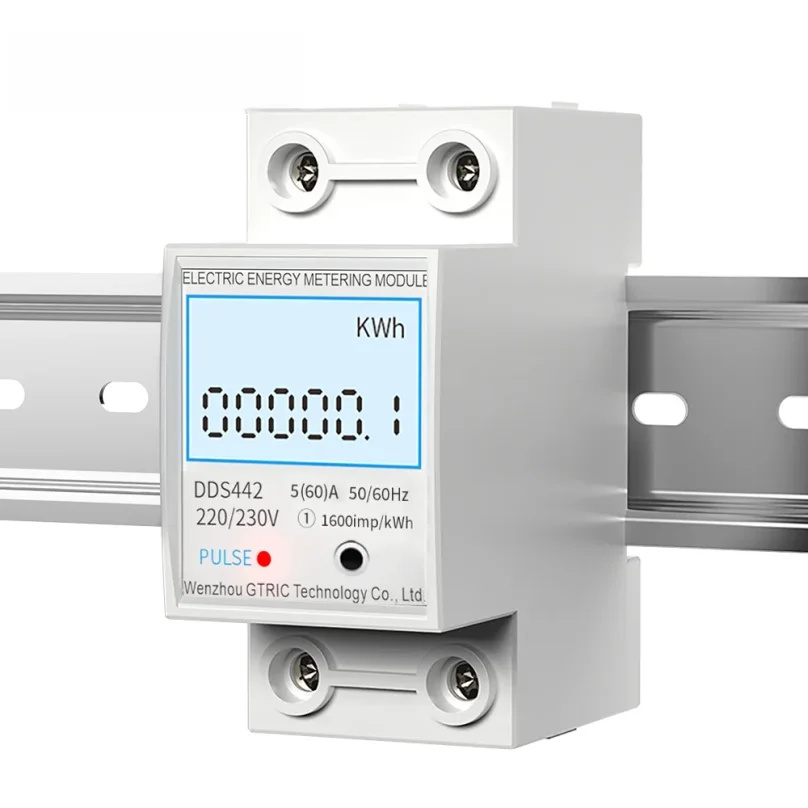 Electric Energy Meter 2P Single Phase  LCD Digital Display DIN Rail Mounting 2-wire Electric Meter Wattmeter AC 230V 50Hz