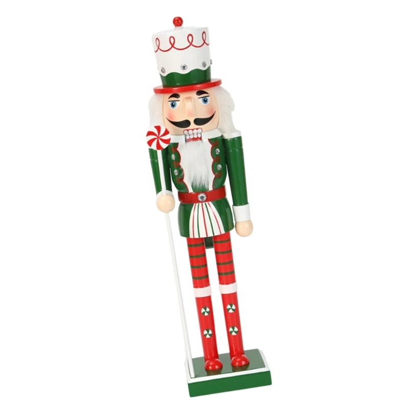 Nutcrackers Figurine with Candy Ribbon Scepter Unique Nutcrackers Decorative Figure with Candy Motifs for Office Homes