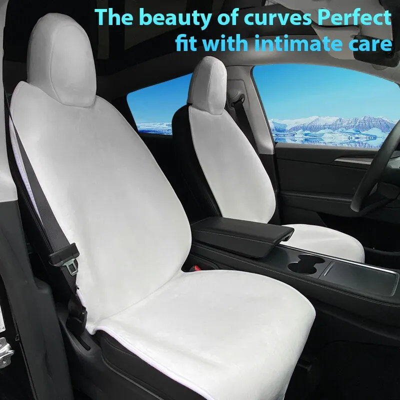 For Tesla Model 3 /Y High Quality Flannel Upholstered Seat Cover Snug Warm Cushion Car Modified Interior Decorate Accessories