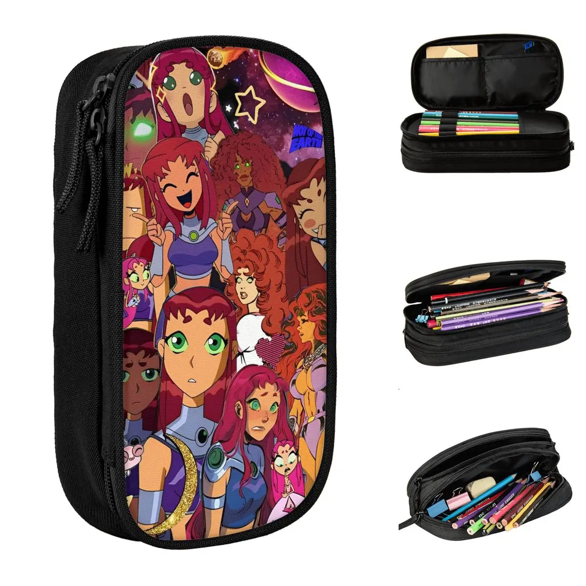 

Starfire Superhero Pencil Cases Creative Princess Koriand'r Cartoon Pen Holder Bags Student Large Storage Office Pencilcases