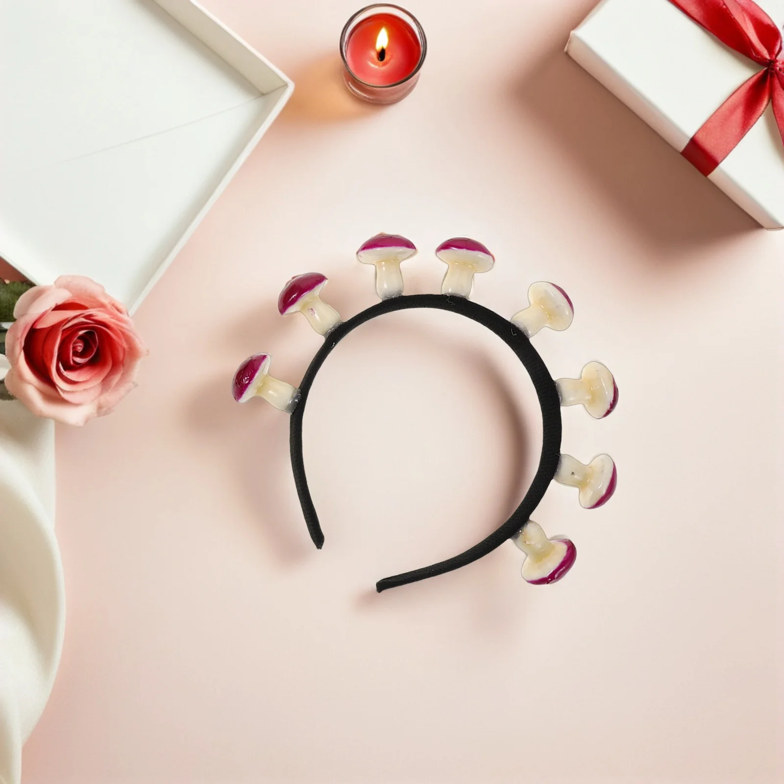 

2pcs Vegetable-Themed Hair Hoop 3D Potato Mushroom Headband For Christmas Party Spa Makeup Dress-Up Reusable Plastic Costume