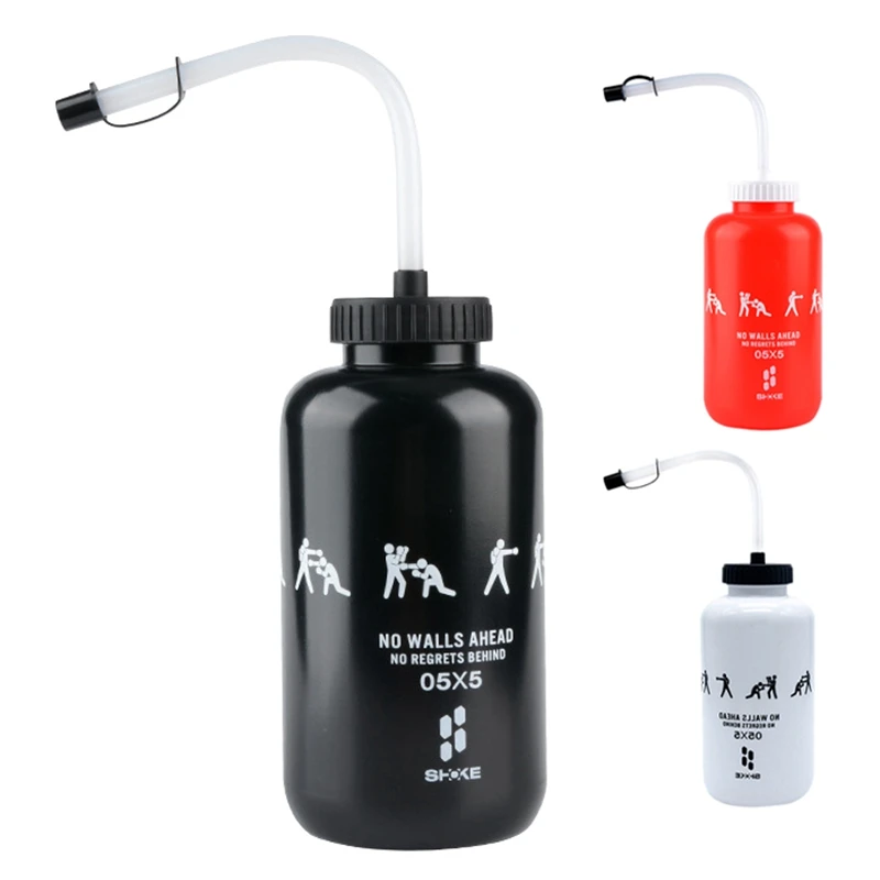 

SHOKE Lacrosse Water Bottle With Long Straw BPA Free Plastic Goalie Boxing Water Bottle 1 Liter For Sport