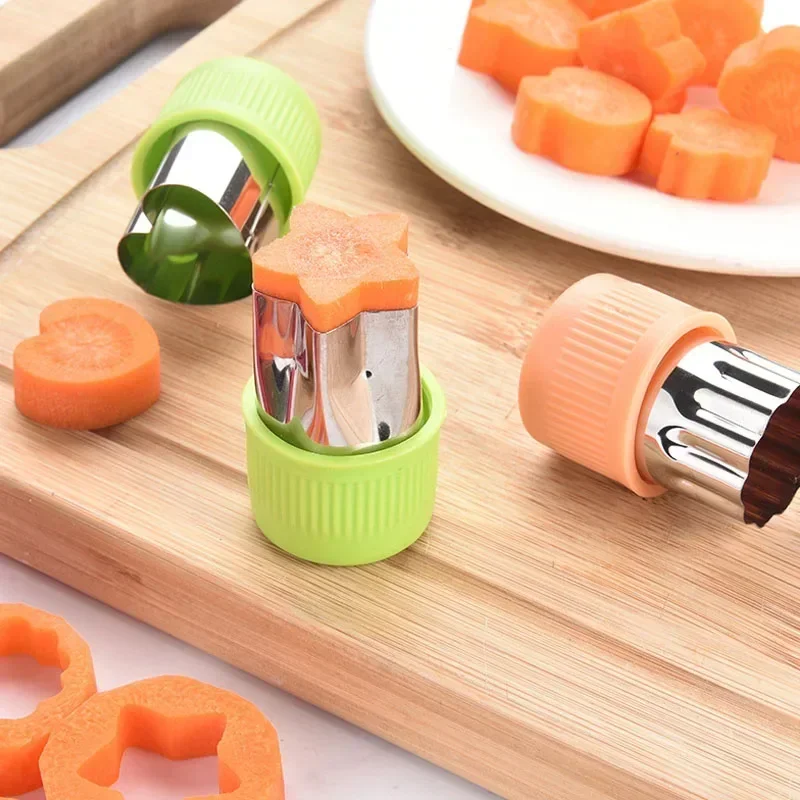 3/12Pcs Star Heart Shape Vegetables Cutter Plastic Handle Portable Cook Tools Stainless Steel Fruit Cutting Die Kitchen Gadgets