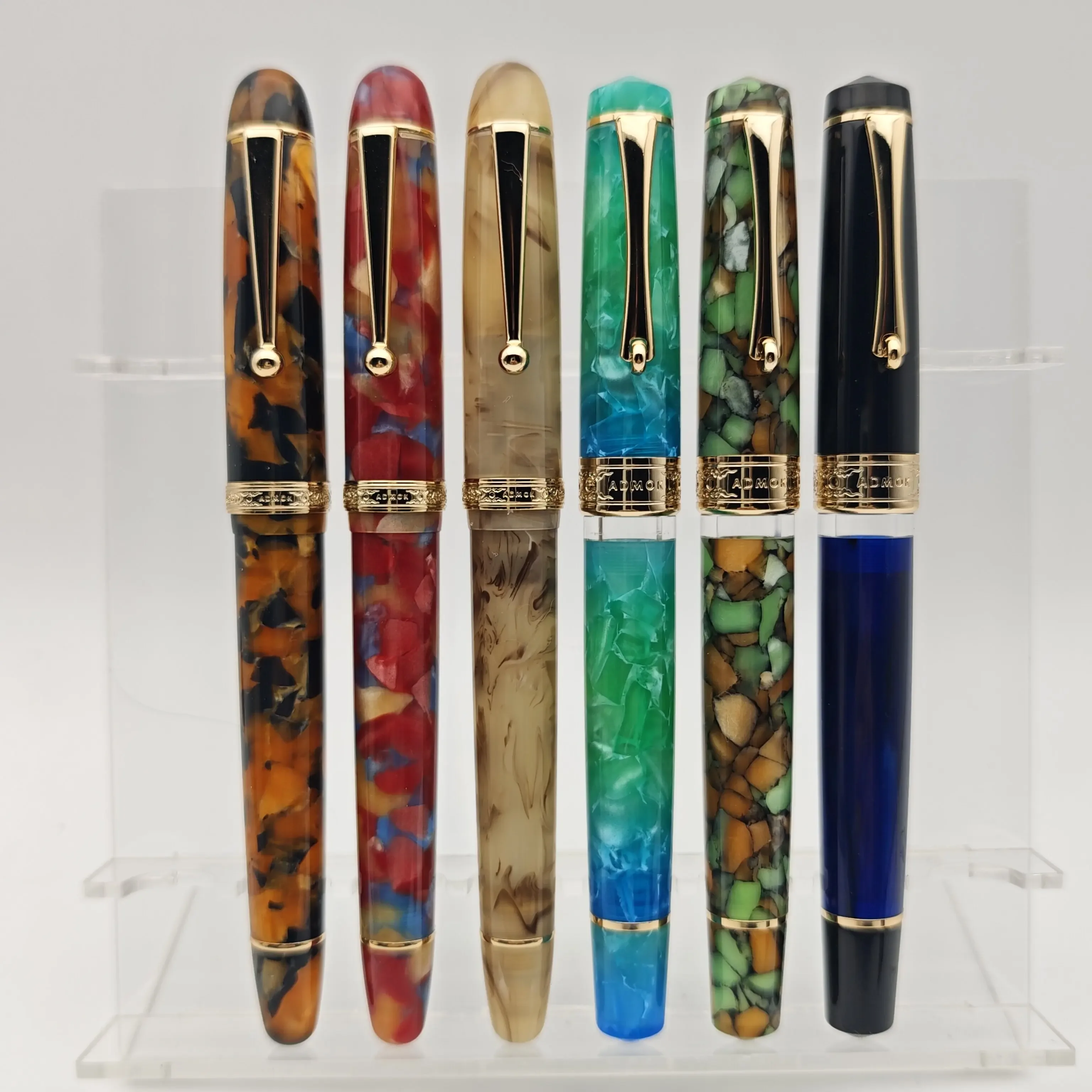 New ADMOK Classic 757 P20 Piston Fountain Pen No.6 BOCK Schmidt Nib Vintage Starry Black Resin Design Business Writing Gift