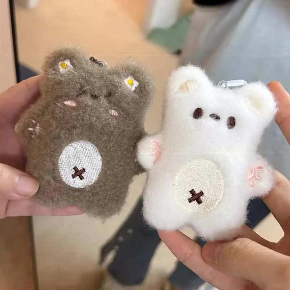 Porte-clés ours en peluche doux pour couple, joli pendentif ours couineur, jouets de dessin animé