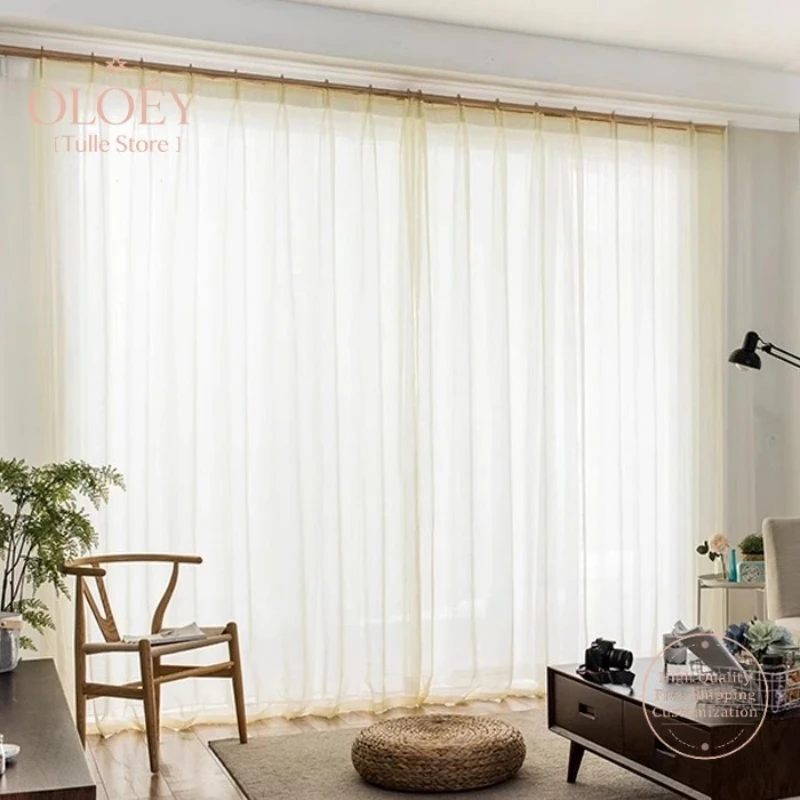 

White Embroidered Sheer Curtains for Living Room Bedroom Window Balcony Simple Modern Decorative Window Drapes Light Filtering