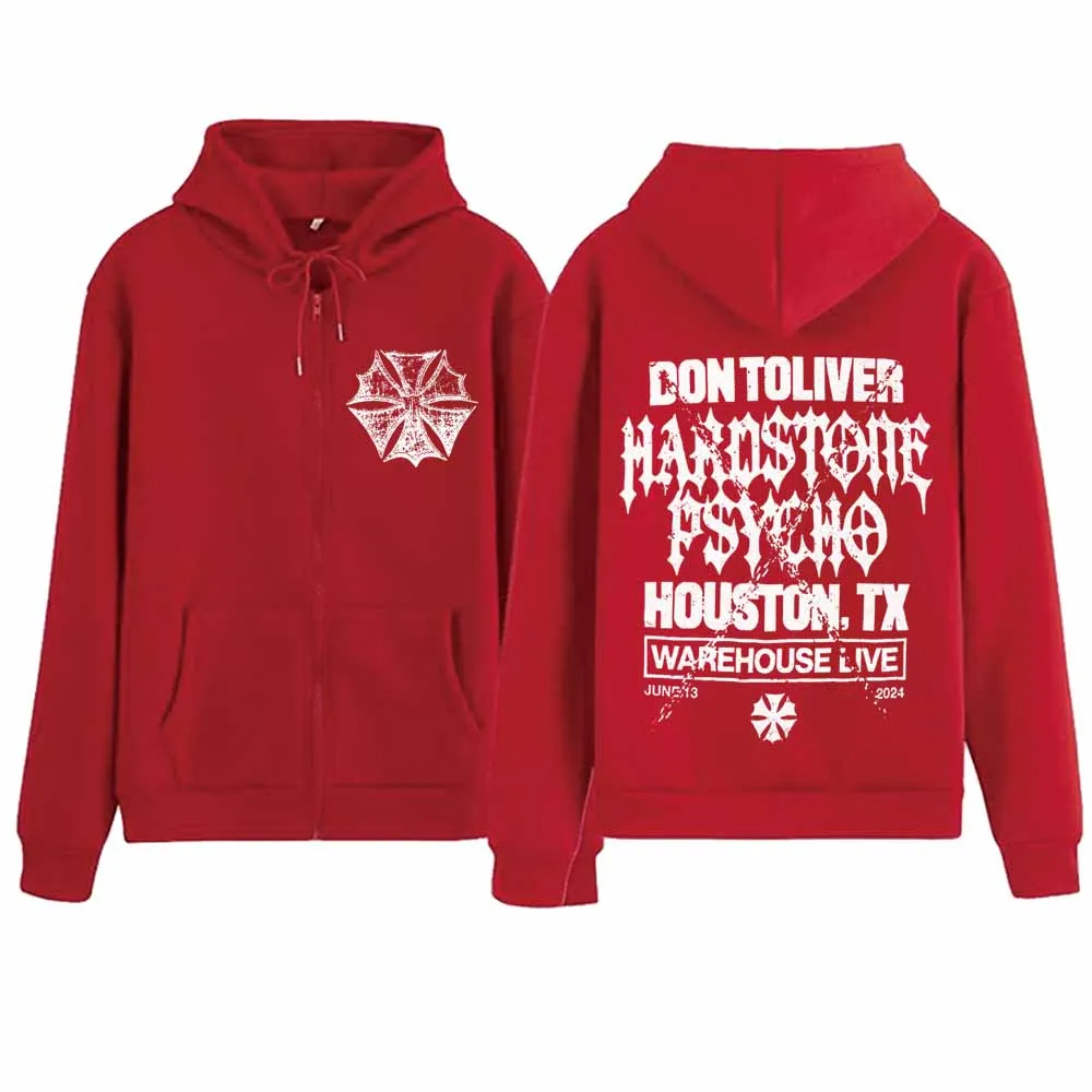 Don Toliver Hardstone Psycho  Zipper Hoodie Harajuku Pullover Tops Popular Music Sweatshirt