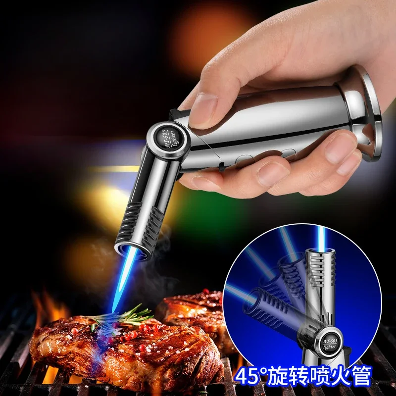 Foldable Windproof High Temperature Welding Gun Lighter Inflatable Spray Gun Lighter Outdoor Barbecue Men\'s Kitchen Tool