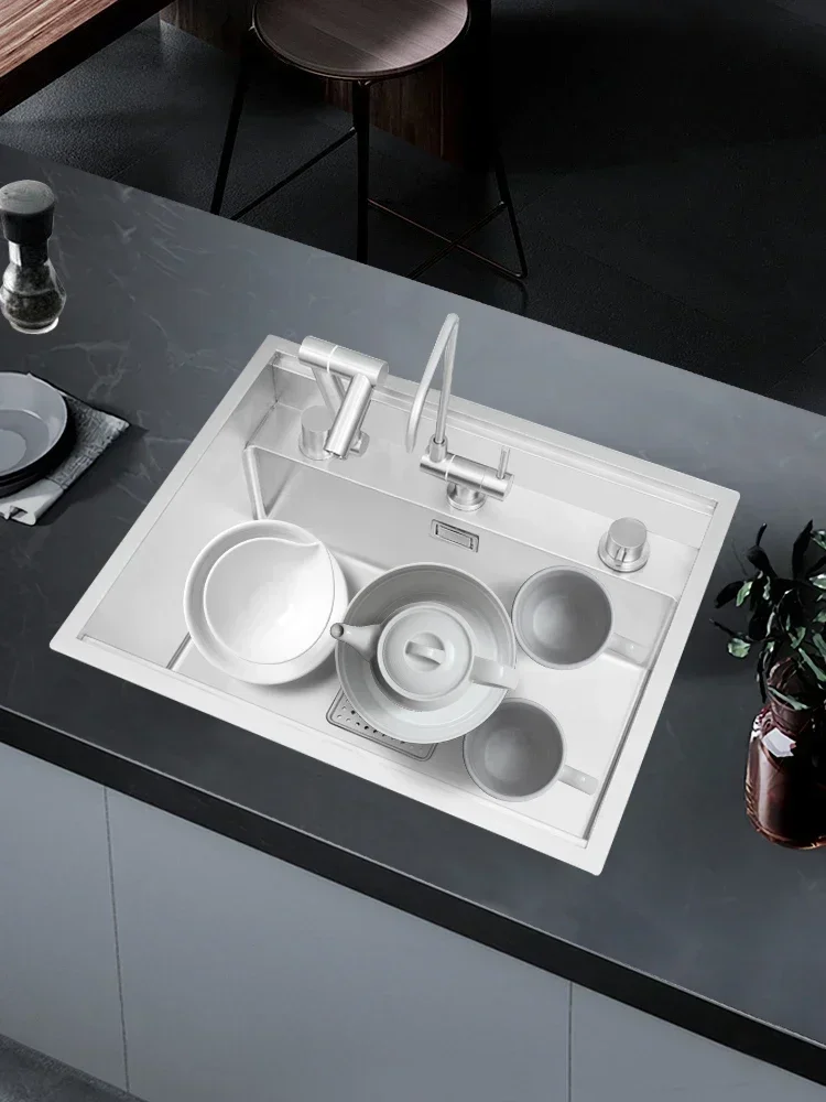 

Hidden sink, stainless steel vegetable sink with cover plate, kitchen water bar counter, invisible dishwashing sink, island Hot