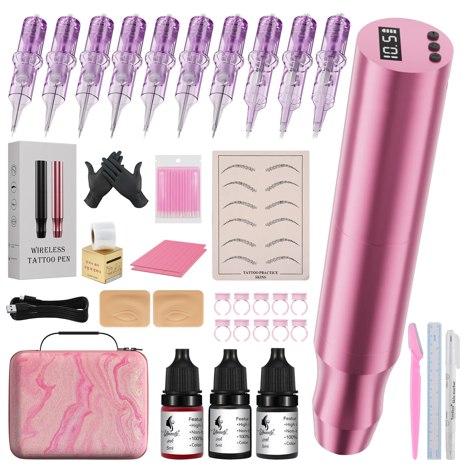 

Eyebrow embroidery USB wireless battery pen texture lip texture eyeliner tool with storage bag full set of embroidery supplies