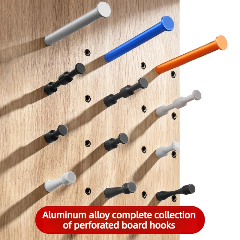 Aluminum Alloy Wall Pegboard Hook Punch Free Hanging Design Wall Pegboard Organizer Space Saving Insert Nuts Hardware Hook