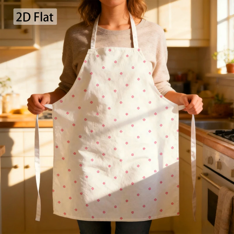 

Белый льняной фартук с небольшим розовым геометрическим узором, простой дизайн, для кухни, готовки и выпечки, для женщин и мужчин, 1 шт.