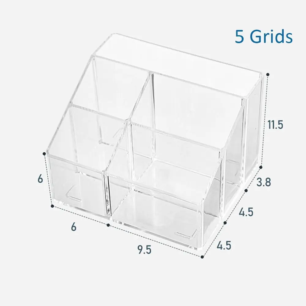 New Transparent Acrylic Pen Holder Square Stationery Storage Rack Three Grid Large Capacity Desktop Organizer Office