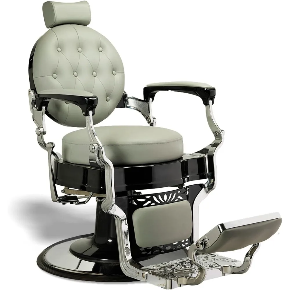 

WILSON Vintage Barber Chair, Reclining Heavy Duty Barber Chair, Grey