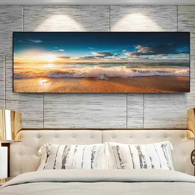 Large Nature Ocean Cloud Diamond Painting New 2024 5D Diy Full Square Round Landscape Beach Sunset Diamond Mosaic Embroidery