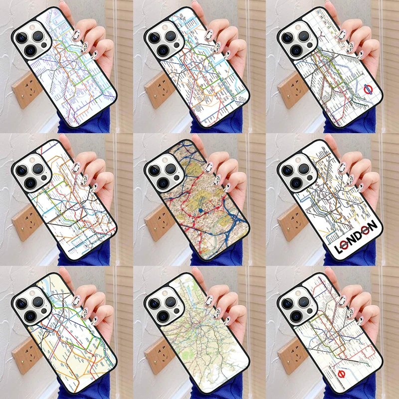 London Underground Tube Map Phone Case Cover For iPhone 16 15 SE2020 6 6s 7 8 plus 11 12 mini 13 14 pro max shell coque