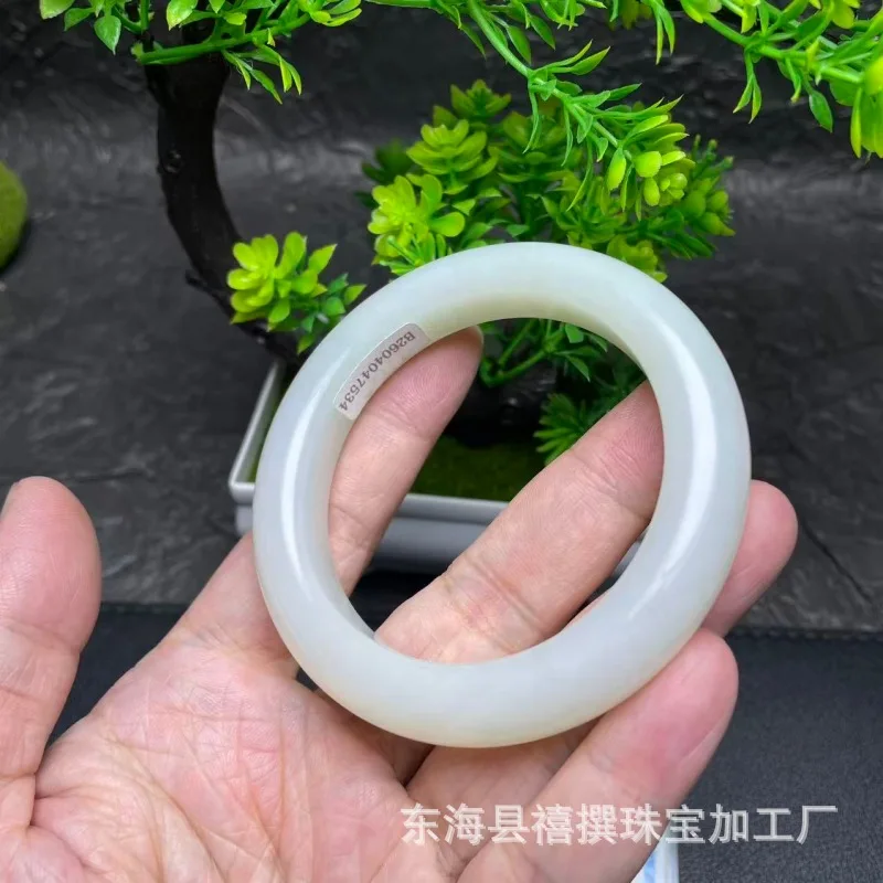 Natural Hotan Jade Russian Material Soft Light Warm White 54-60Mm Women'S Bracelet