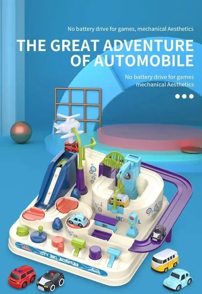 Kids Race Track Toy with 4 Mini Cars, Magnetic Puzzle Rail Car Set for Ages 3-7, Educational Preschool Gift