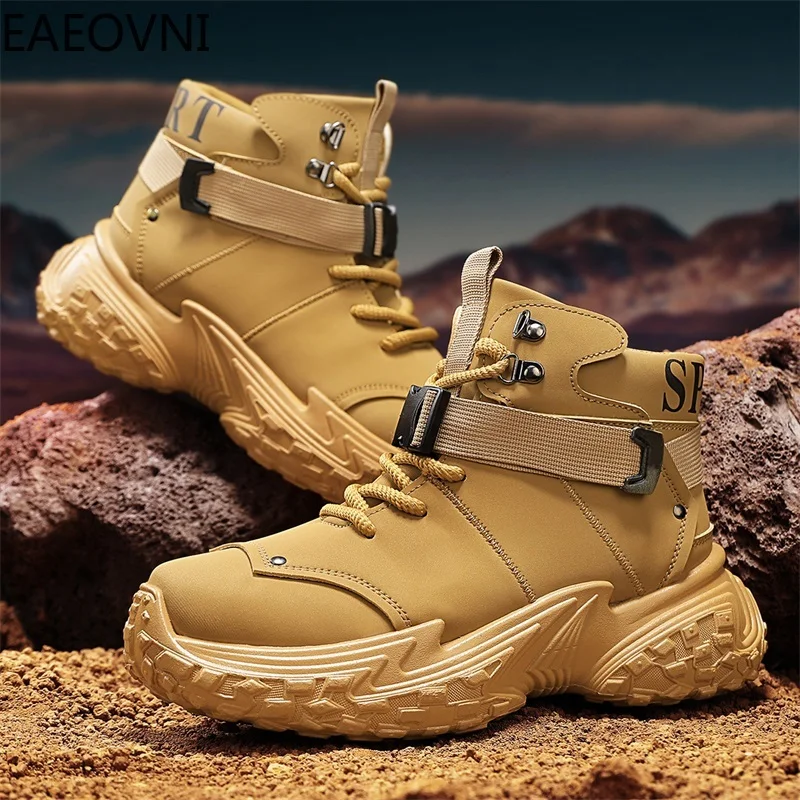 High Tops Tooling Boots Thick Bottom Men's Boot Four Seasons Trendy All-match Anti-wear Personality Designed Young New Arrival