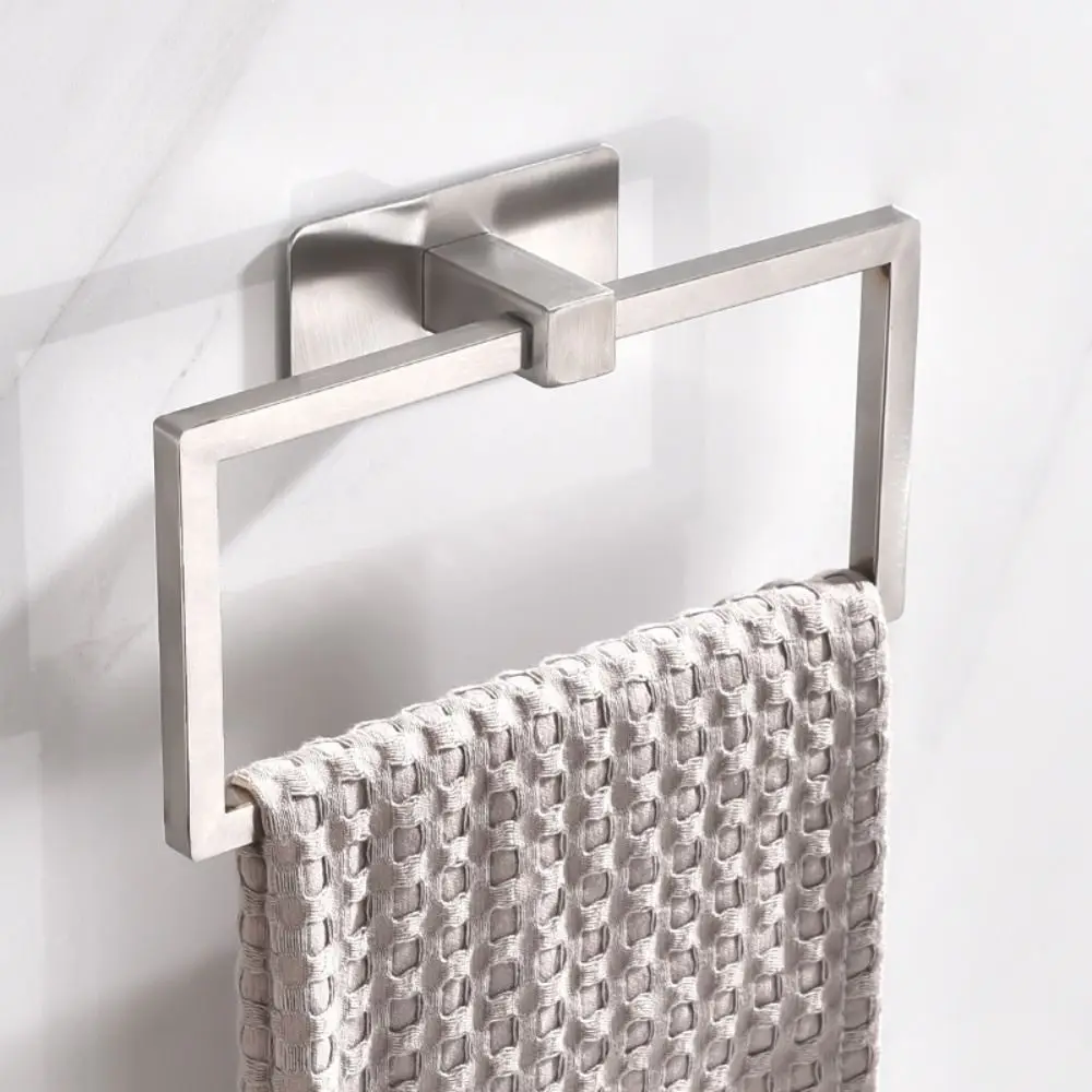 Waterproof Punch Free Towel Ring Ventilation Rust-proof Hand Towel Ring 180 degree flip stainless steel Bathroom Towel Hanger