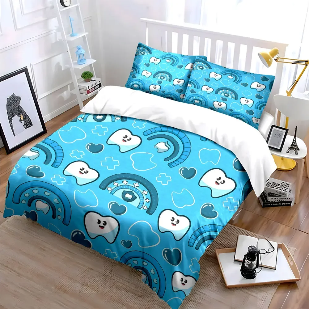 Dental Care Themed Decor Set Soft Comfortable Duvet Cover Bedding Set Included 1*Duvet Cover & 2*Pillowcases, gift