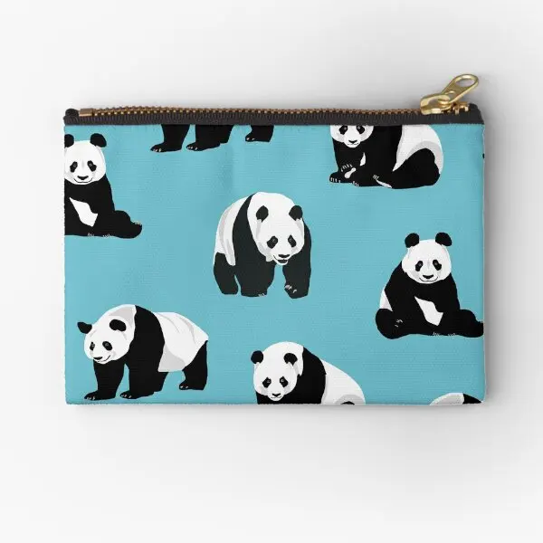 

Panda Design On Blue Background Zipper Pouches Pure Underwear Small Women Packaging Panties Key Pocket Money Coin Socks Men Bag