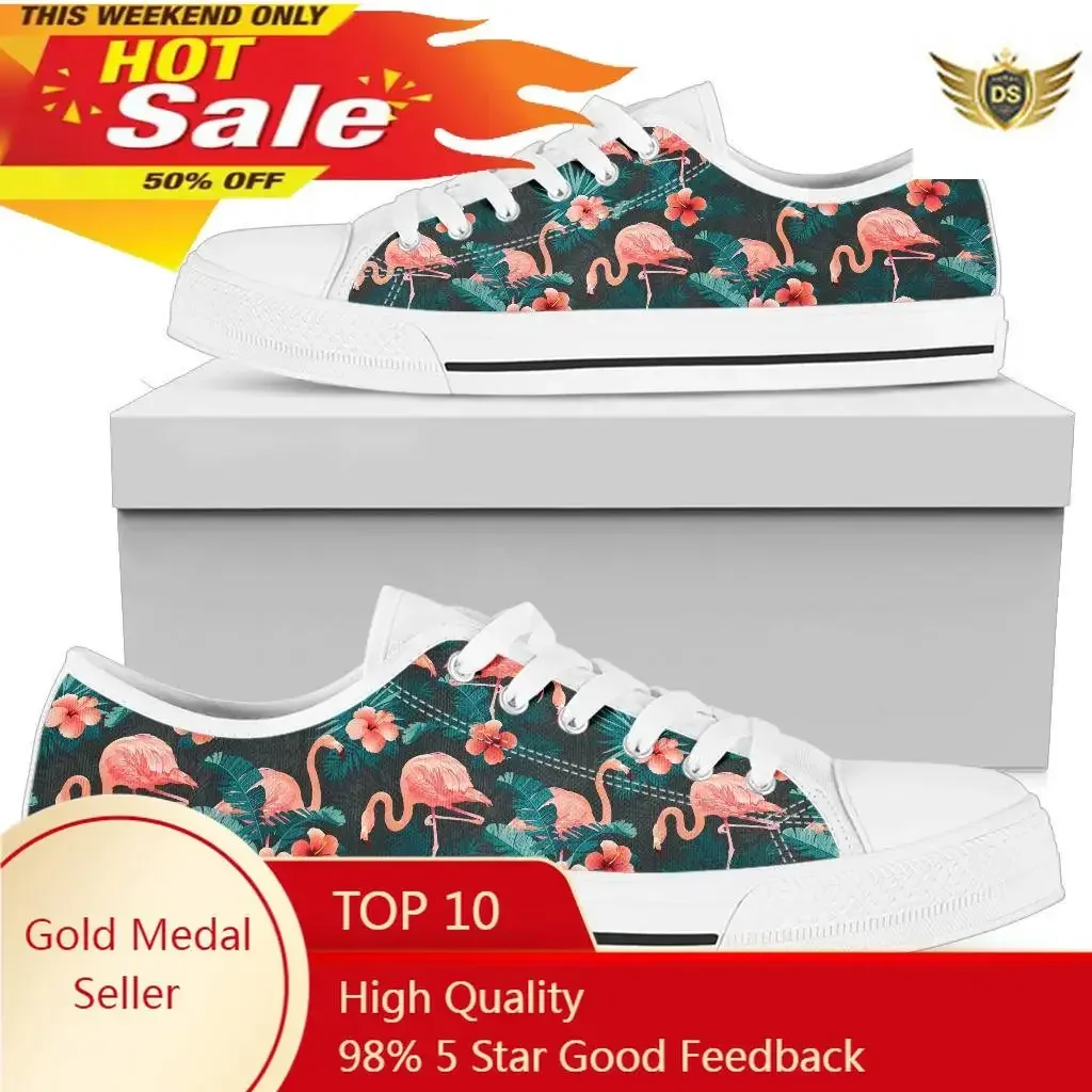 

Women Sport Shoes Black White Flamingo Prints Ladies Vulcanized Sneakers Casual Wedge Walking Shoes Women Shoes