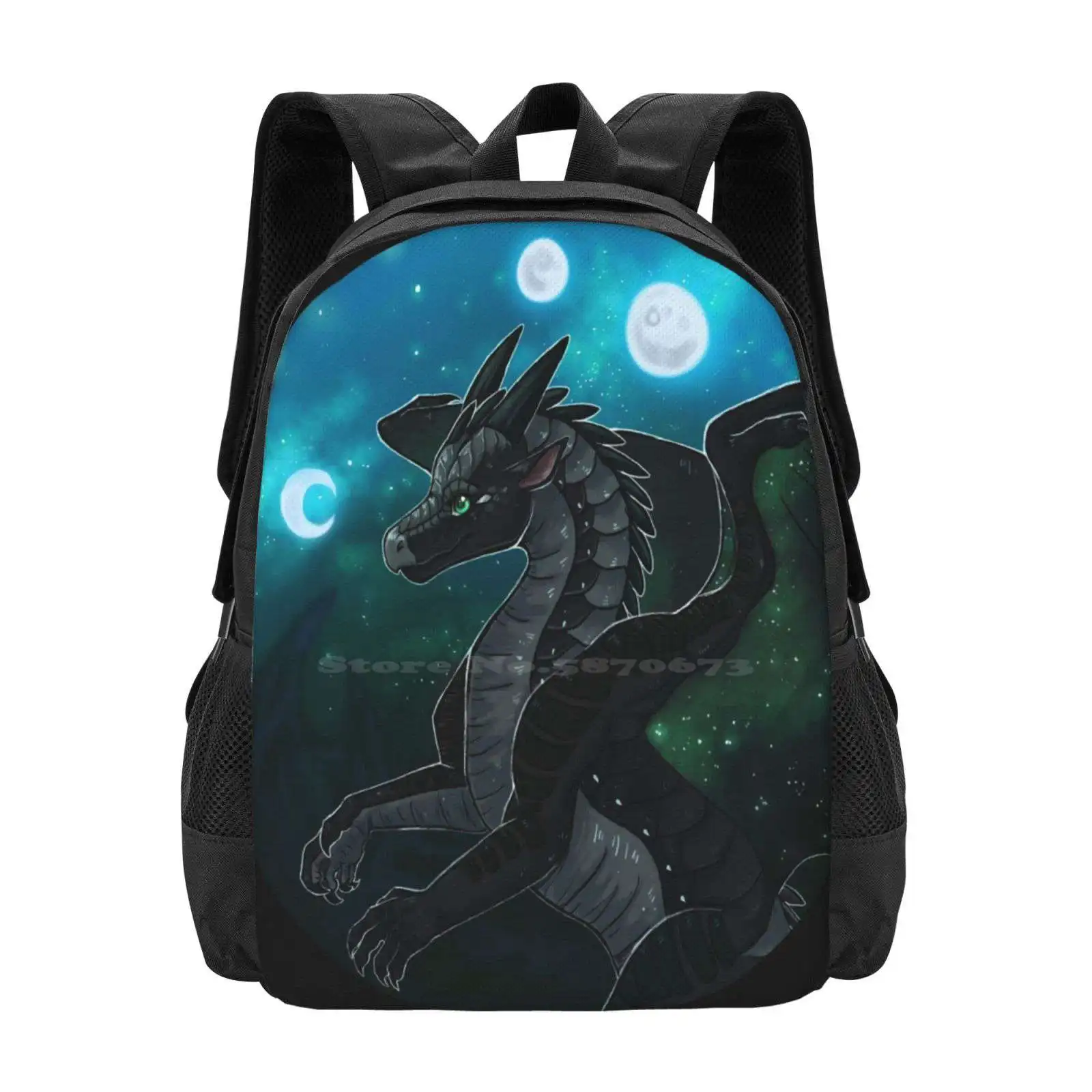 Wings Of Fire - Moonwatcher Hot Sale Backpack Fashion Bags Dragons Black Wings Of Fire Wingsoffire Wof Moonwatcher Moon Rising