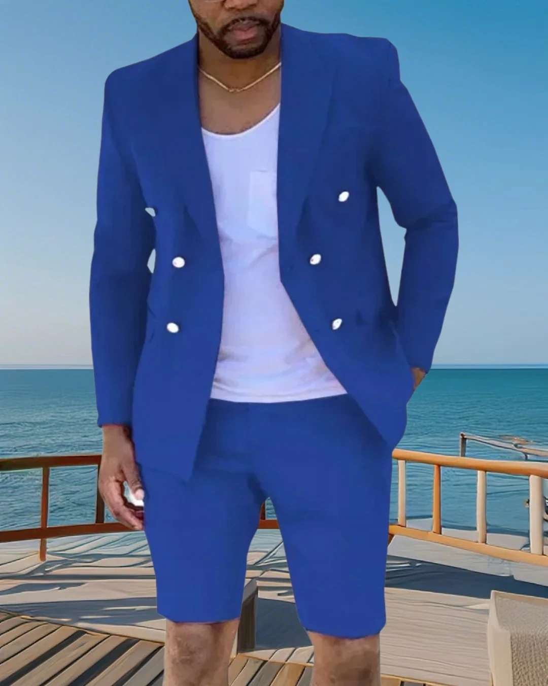 

Summer Blazer And Pants Set 2-Piece Short-Sleeved Shorts Outfit for Beach Graduation Party Circus Theme Women's Fashion