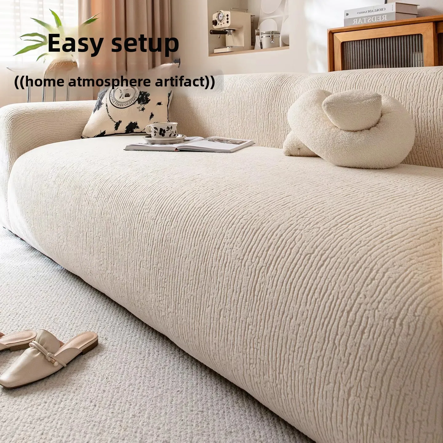 Lazy People's All - in - One High Elasticity Universal Sofa Cover Resistant to Cat Scratch for All Seasons as Cushion Cover