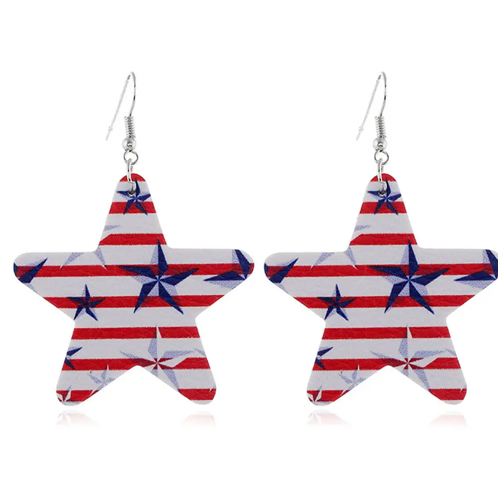 2Pairs Five Pointed Star Dangler Earrings Fashion Earring Independence Day Jewelry for Casual Wear Stand Out Ear Accessory