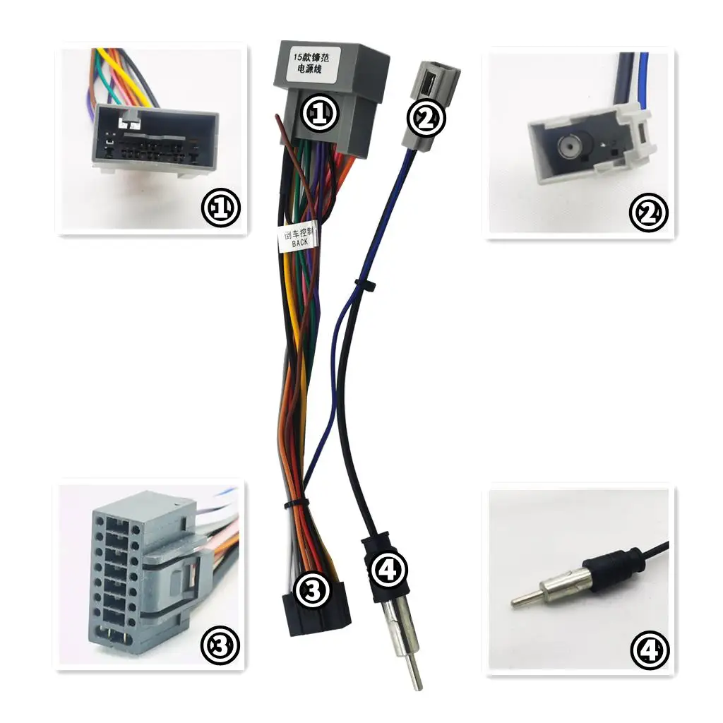 Adaptador de Cable de arnés de cableado estéreo de Radio de coche Android 16pin para Honda CRV BRV HRV JAZZ Gienia Envix 2015 2016 2017+