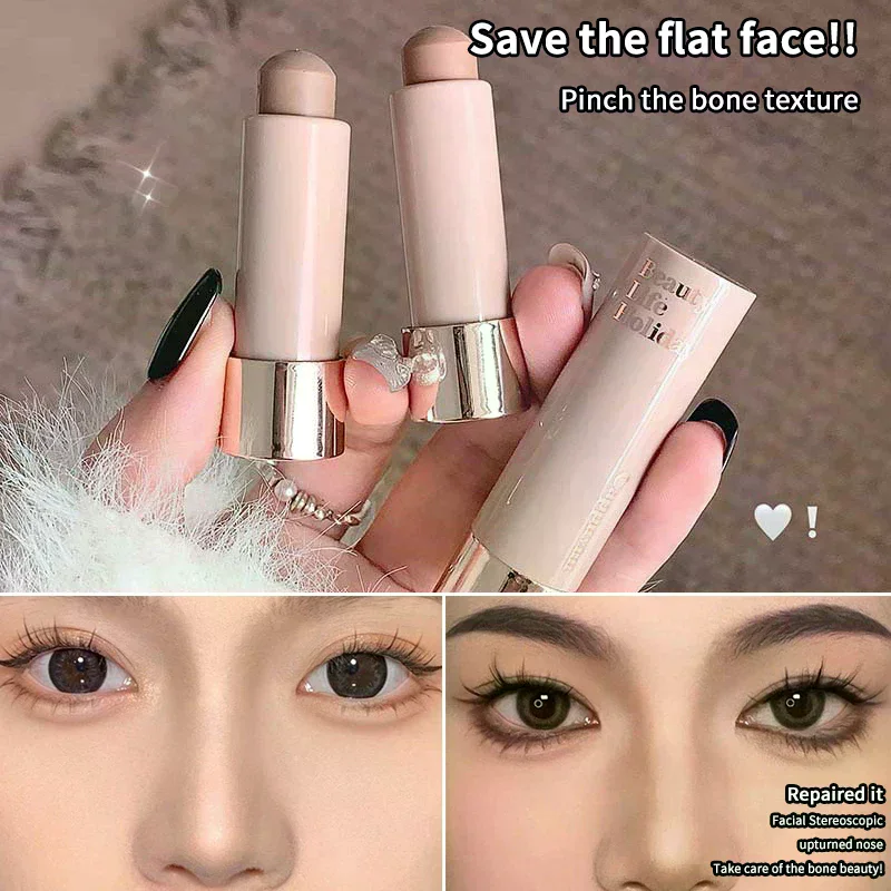 Moisturizing Matte Concealer Contour Stick Smooth Lasting 3D Nose Shadow Waterproof Face Highlight Brighten Contour Makeup