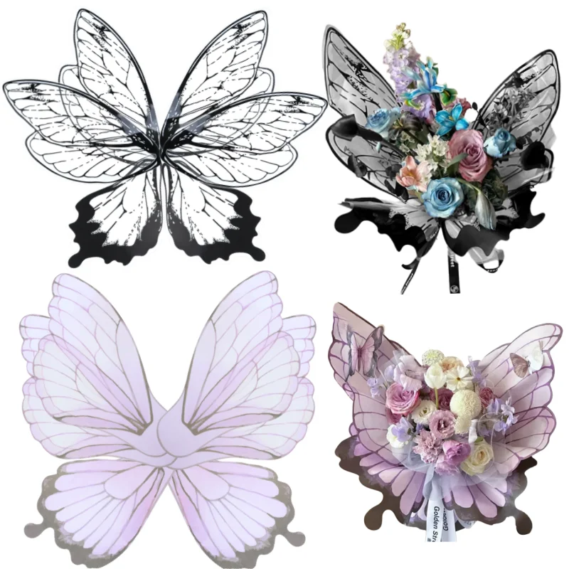 8 stücke Kreative Schmetterling Form Blume Verpackung Papier Hochzeit Party Blumenstrauß Dekoration Transparent Schmetterling Flügel Wrapper