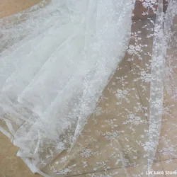 1.6m Wide Quality lace fabric sewing diy material off white wedding dress fabric 2025 latest flowers lace