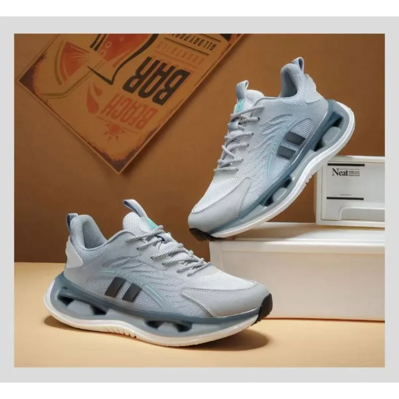 2026 Spring Gradient Knit Mesh Running Shoes For Men Transparent Air Cushion All Mat Daily Training Outdoor Walking Footwear