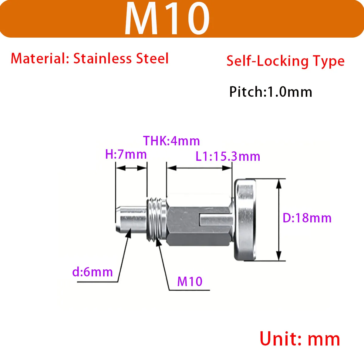 M10 M12 RS Hex Short Thread All Metal Self Lock Reset Index Plunger Spring Lock Pin